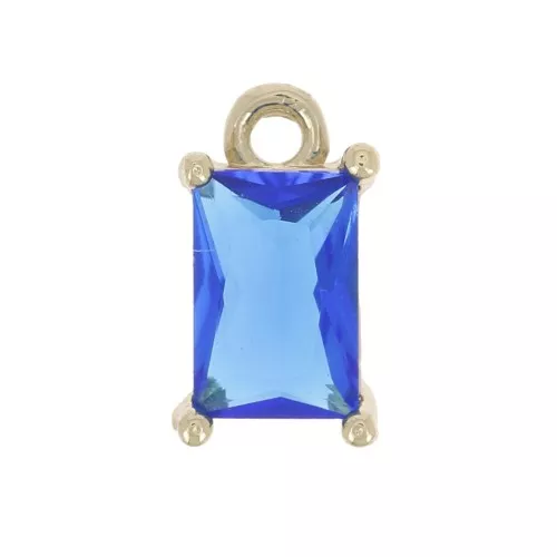 Mini ciondolo rettangolare con Ossido di zirconio 8,5x5 mm - Oro - Zaffiro x1