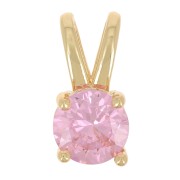 Pendente tondo con  Ossido di zirconio 6 mm - Oro - Rosa chiaro x1