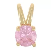 Pendente tondo con  Ossido di zirconio 6 mm - Oro - Rosa chiaro x1