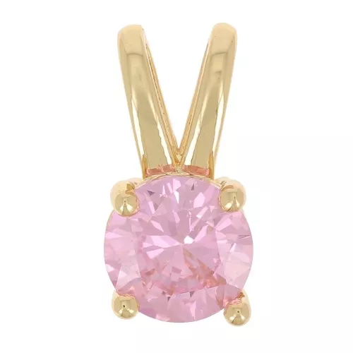 Pendente tondo con  Ossido di zirconio 6 mm - Oro - Rosa chiaro x1
