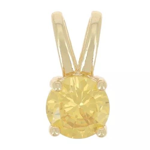 Pendente tondo con  Ossido di zirconio 6 mm - Oro - Giallo x1