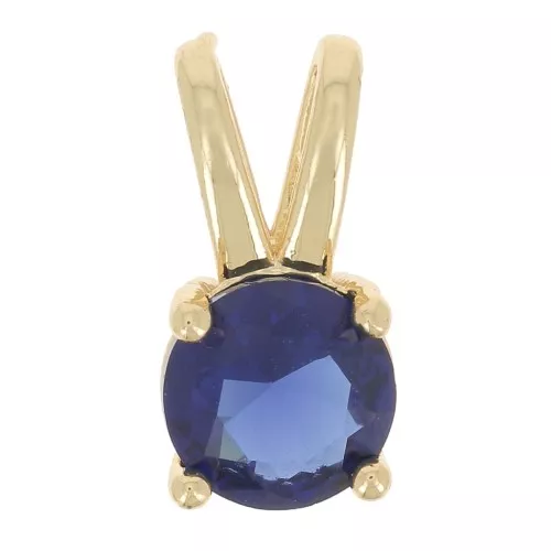 Pendente tondo con  Ossido di zirconio 6 mm - Oro - Zaffiro x1