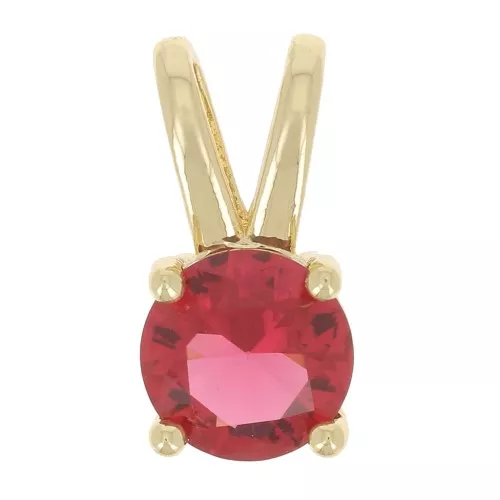 Pendente tondo con Ossido di zirconio 6 mm - Oro - Fucsia x1