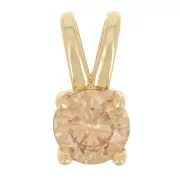 Pendente tondo con  Ossido di zirconio 6 mm - Oro - Topazio chiaro x1