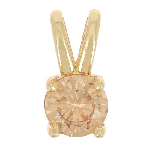 Pendente tondo con Ossido di zirconio 6 mm - Oro - Topazio chiaro x1