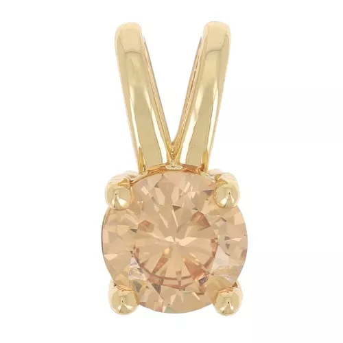 Pendente tondo con Ossido di zirconio 6 mm - Oro - Topazio chiaro x1