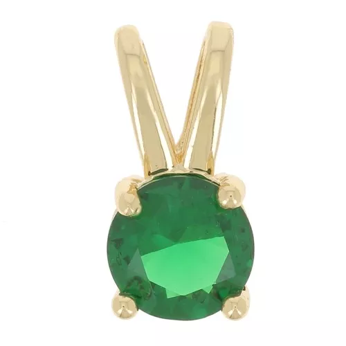 Pendente tondo con Ossido di zirconio 6 mm - Oro - Smeraldo x1