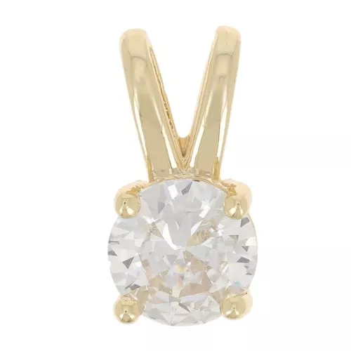 Pendente tondo con  Ossido di zirconio 6 mm - Oro - Cristallo x1