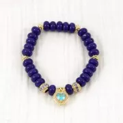 Pendente cuore con Ossido di zirconio 14x11 mm - Oro - Cristallo - Azzurro x1