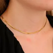 Girocollo maglia specchio serpente piatto 3,3mm Acciaio inox 304 dorato x46cm