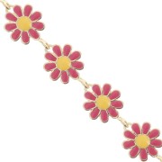 Catena di margherite 10 mm dorato - fucsia - giallo x99cm