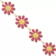 Catena di margherite 10 mm dorato - fucsia - giallo x99cm