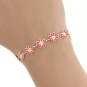 Catena di margherite 10 mm dorato - fucsia - giallo x99cm