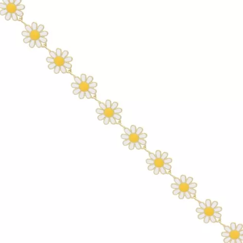 Catena di margherite 10 mm - dorato - Bianco - Giallo x99cm