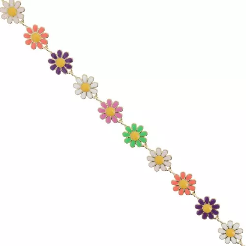 Catena di margherite resina 10 mm - dorato - Multicolore x99cm