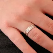 Anello regolabile in stile etnico martellato - Placcatura argento antico x1