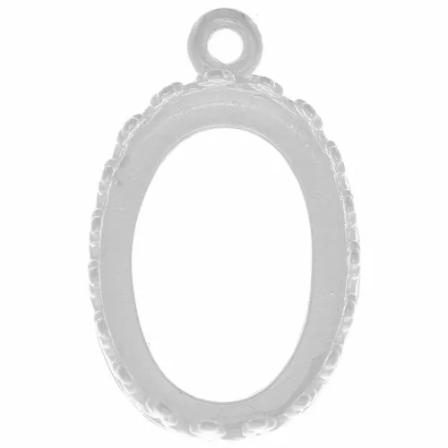 Set di pendenti ovali - design a corona per cabochon 14x10 mm - Placcatura in argento