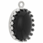 Set di pendenti ovali - design a corona per cabochon 14x10 mm - Placcatura in argento