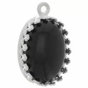 Set di pendenti ovali - design a corona per cabochon 14x10 mm - Placcatura in argento