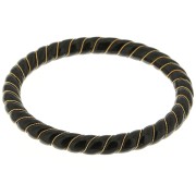 Bracciale ritorto in resina opaca con filo dorato 64 mm - Nero x1|raw }}