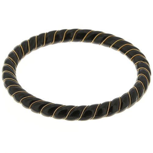 Bracciale ritorto in resina opaca con filo dorato 64 mm - Nero x1
