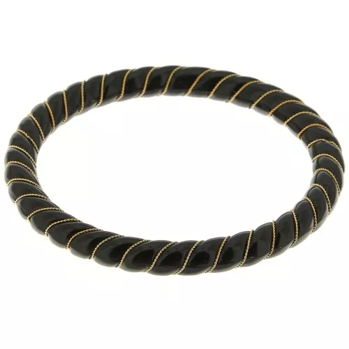 Bracciale ritorto in resina opaca con filo dorato 64 mm - Nero x1