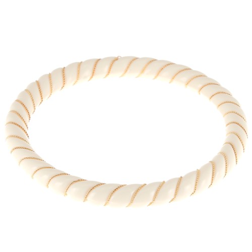Collana bracciale ritorto in resina opaca con filo dorato 64 mm - Ecrù x1