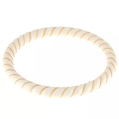 Collana bracciale ritorto in resina opaca con filo dorato 64 mm - Ecrù x1