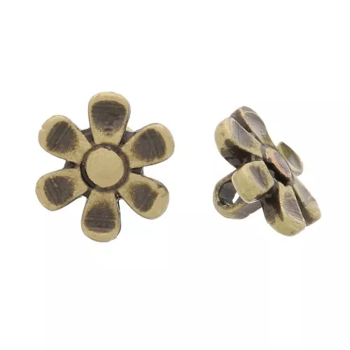 Cymbal - Perlina fiore per Miyuki Delica e Rocaille 11/0 - 6mm Gerani - Bronzo x1