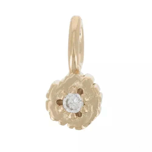 Mini ciondolo fiore con Ossido di zirconio da 4 mm - placcato oro 3 micron - cristallo x1