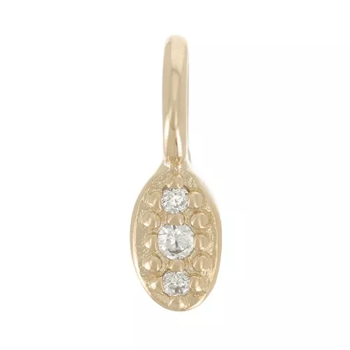 Mini Ciondolo ovale con Ossido di zirconio 8,5x3 mm - Placcato oro 3 micron - Cristallo x1