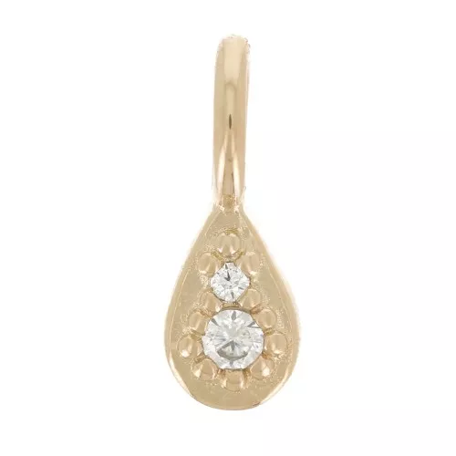 Mini Charm Drop con Ossido di zirconio 9x3 mm - Placcato oro 3 micron - Cristallo x1