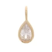 Mini ciondolo con Ossido di zirconio 10x4 mm - Placcato oro 3 micron - Cristallo x1