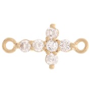 Distanziatore a croce con Ossido di zirconio 14x7,5 mm - Placcato oro 3 micron - Cristallo x1|raw }}