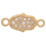 Distanziatore a mano di Fatma con Ossido di zirconio 16x7 mm - Placcato oro 3 micron - Cristallo x1