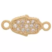 Distanziatore a mano di Fatma con Ossido di zirconio 16x7 mm - Placcato oro 3 micron - Cristallo x1