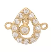 Distanziatore a goccia con Ossido di zirconio 10x11,5 mm - Placcato oro 3 micron - Cristallo x1