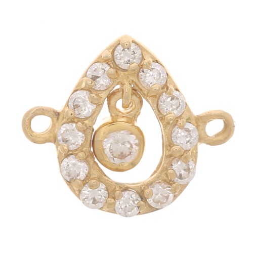 Distanziatore a goccia con Ossido di zirconio 10x11,5 mm - Placcato oro 3 micron - Cristallo x1