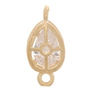 Distanziatore a goccia con Ossido di zirconio 12x6 mm - Placcato oro 3 micron - Cristallo x1