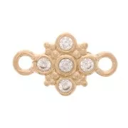 Distanziatore a croce con Ossido di zirconio 11x7 mm - Placcato oro 3 micron - Cristallo x1