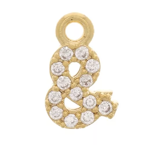 Ciondolo simbolo 8 mm con Ossido di zirconio - & - Dorato oro fino- Cristallo x1