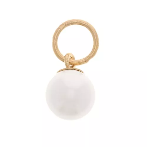 Mini ciondolo rotondo imitazione perla 5 mm - Gold filled - Perla bianca x1