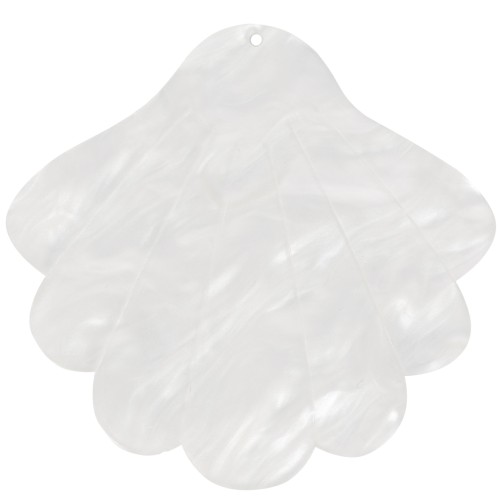 Pendente conchiglia in acetato 43x45 mm - Bianco perlato x1