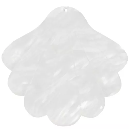 Pendente conchiglia in acetato 43x45 mm - Bianco perlato x1