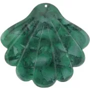 Pendente conchiglia in acetato 43x45 mm - verde scuro perlato x1