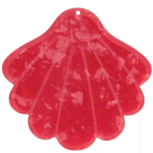 Pendente conchiglia in acetato 43x45 mm - rossa perlato x1