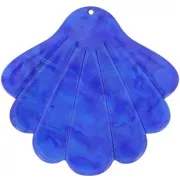 Pendente conchiglia in acetato 43x45 mm blu reale perlato x1