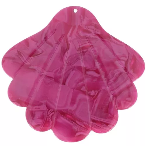 Pendente conchiglia in acetato 43x45 mm - Lampone marmorizzato x1