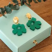 Pendente forma di fiore in acetato 30x29 mm - Verde x1