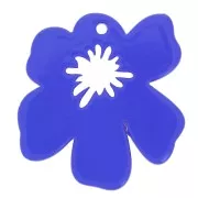 Pendente forma di fiore in acetato 30x29 mm - Blu scuro x1